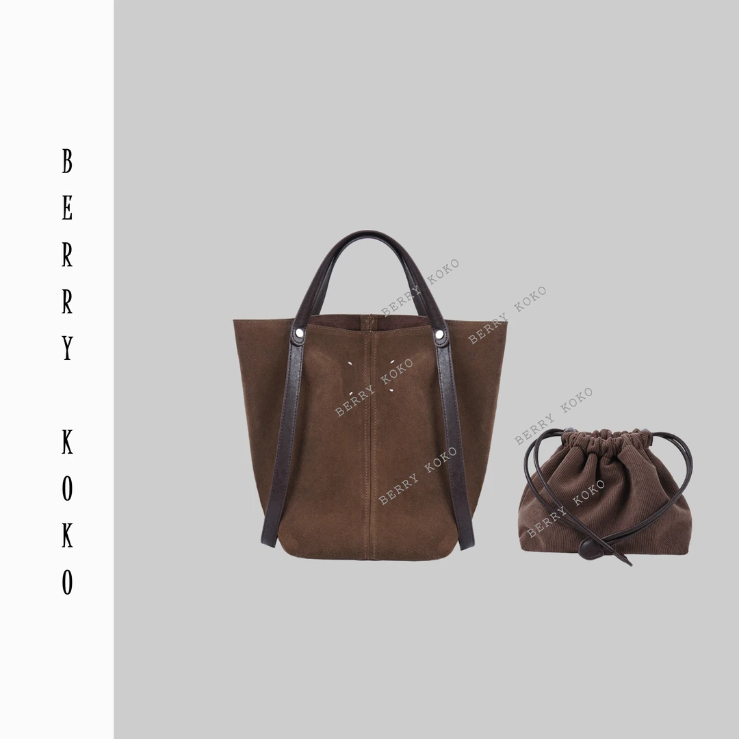 【MISSKO】 高品质复古磨砂牛皮百搭水桶包（可单肩） 真皮小众 B12