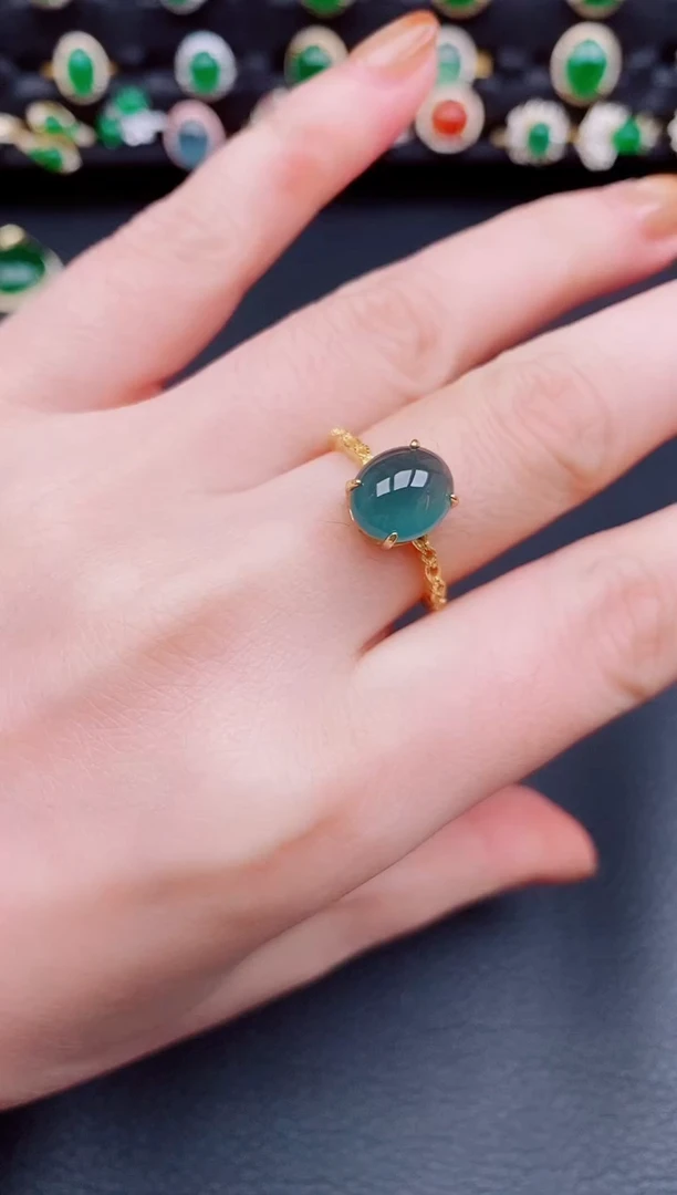 【闪购商品】翡翠戒指银S925镶嵌天然a货翡翠21