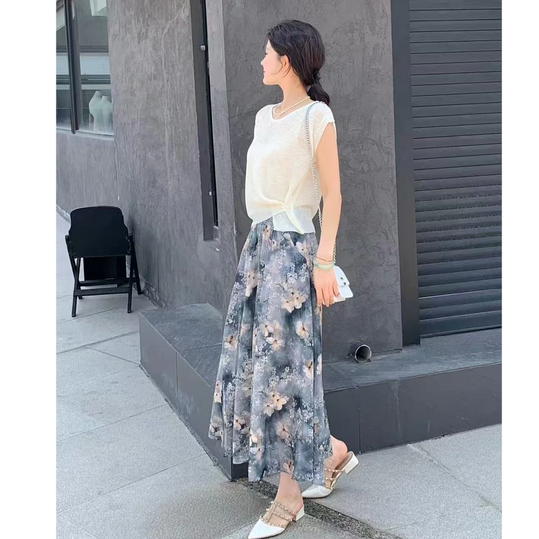 58A93夏季款针织气质百搭花裙子套装