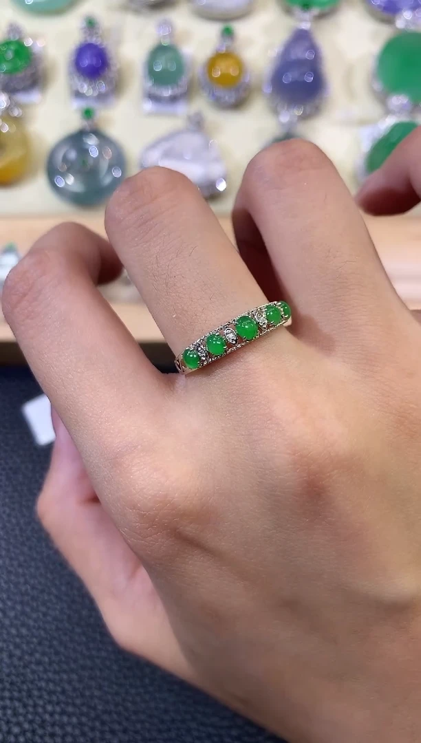 翡翠戒指18K金镶嵌夏日珠宝C3 多样性发货其中一