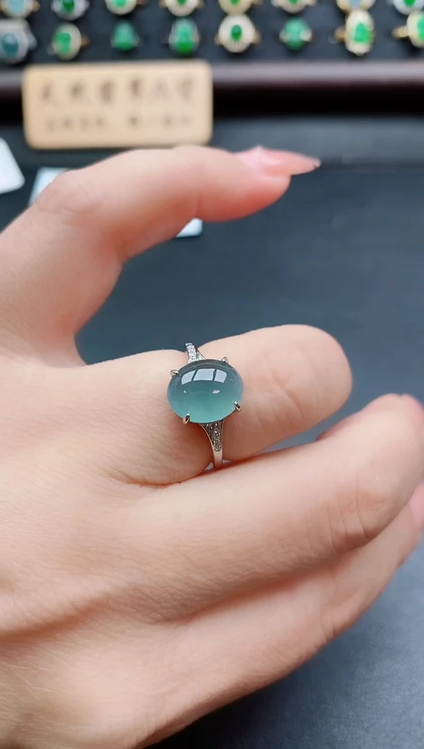 银S925镶嵌戒指翡翠1