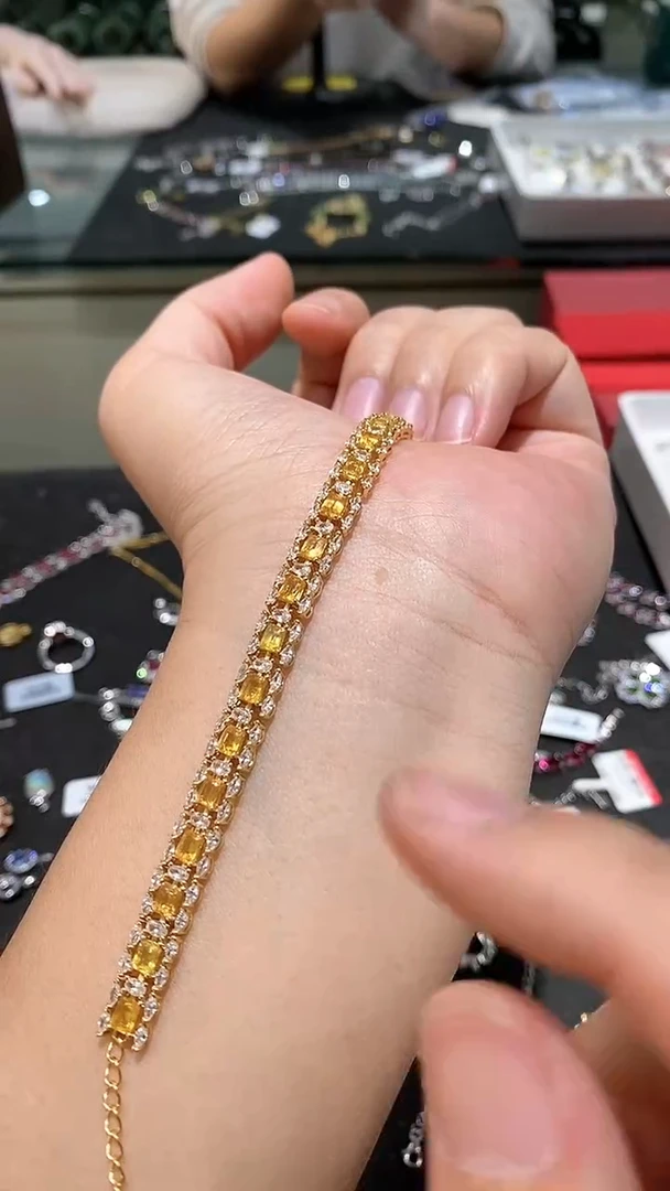 【闪购商品】蓝宝石手链银S925镶嵌手链