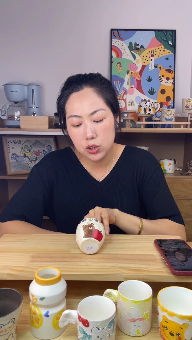 杯子景德镇高温釉下彩陶瓷手绘卡通创意设计