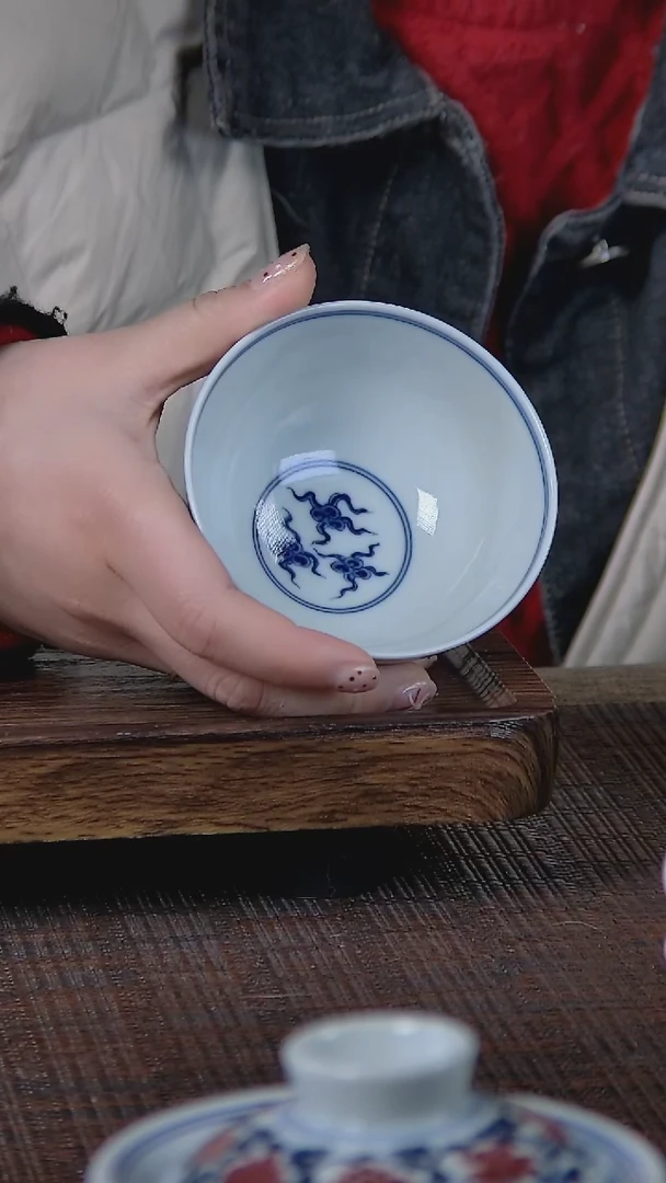 【闪购商品】折葵非器手工手绘祥云双凤鸡心杯