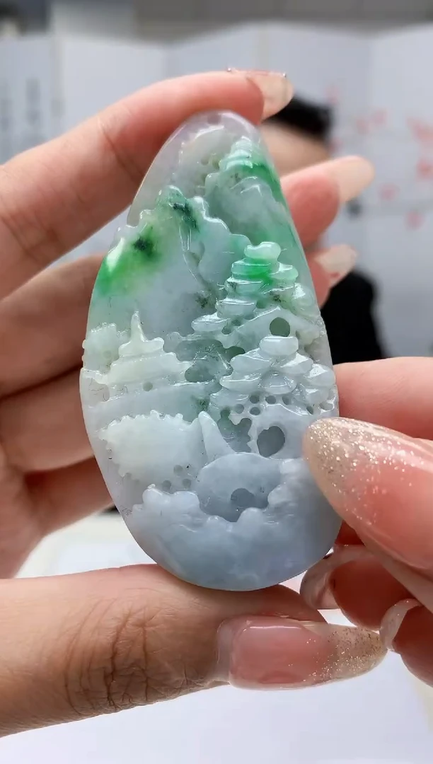 【闪购商品】定制翡翠未镶嵌5155MM-毛货挂件77