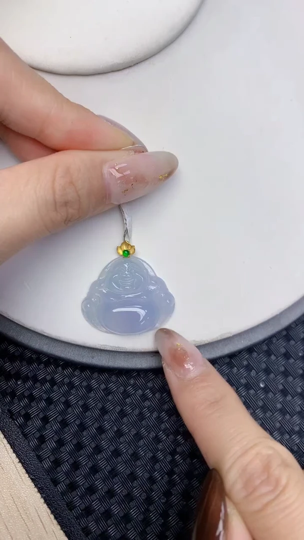 颈饰18K金镶嵌翡翠天然缅甸翡翠a货百元以上9元证书费自理