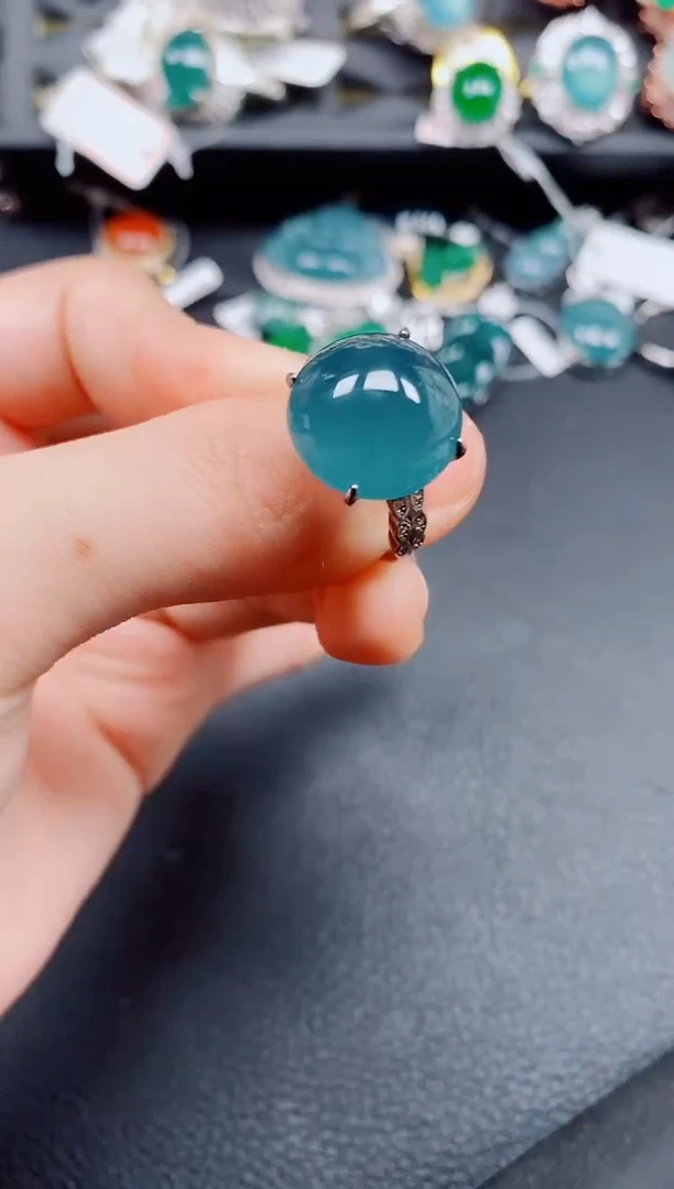 银S925镶嵌戒指翡翠翡翠