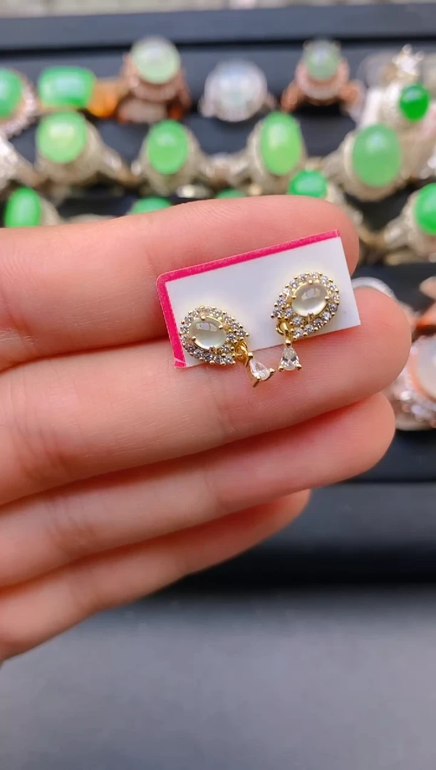 【闪购商品】翡翠戒指银S925镶嵌天然A货翡翠1