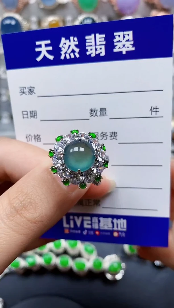 翡翠戒指银S925镶嵌85