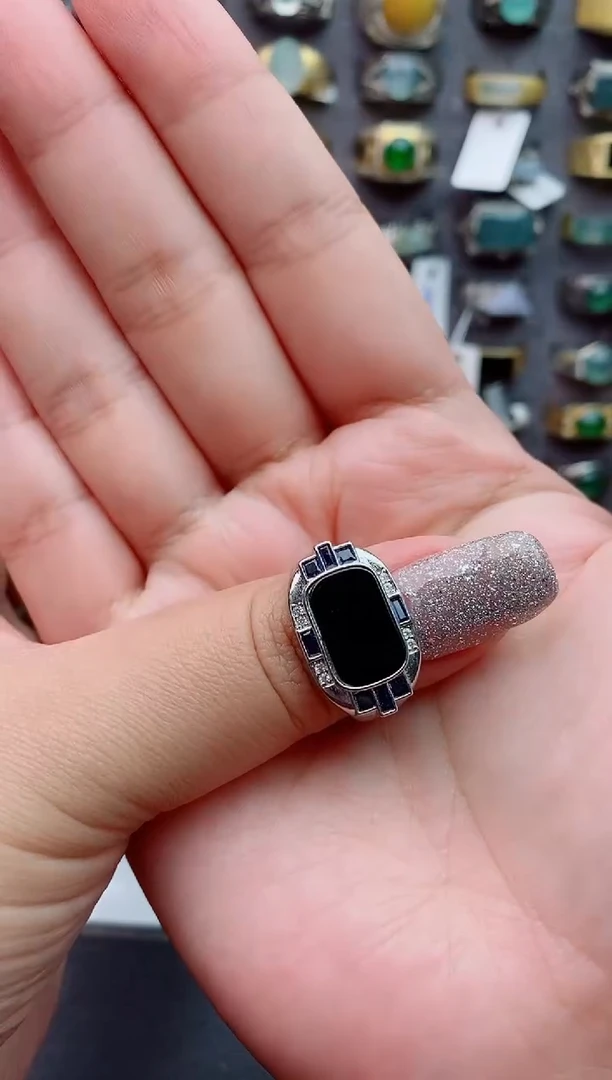 未镶嵌戒指翡翠圆**圈天然 翡翠男戒