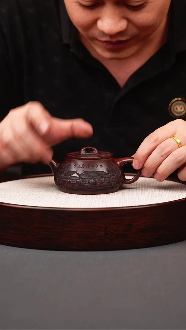 茶壶紫砂古红泥石瓢