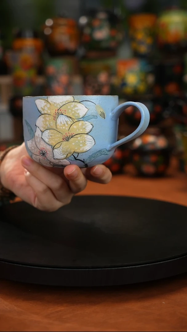 紫砂油画釉下彩手绘