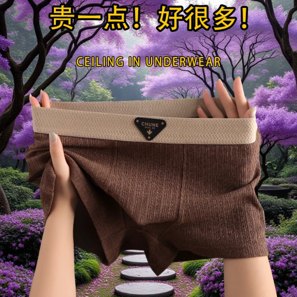 新款春季男士内裤棉质宽松中腰舒适四角裤学生运动透气休闲平角裤