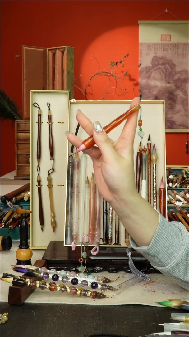 604号闪孤品高货毛笔链接 清水试笔 蘸墨不退