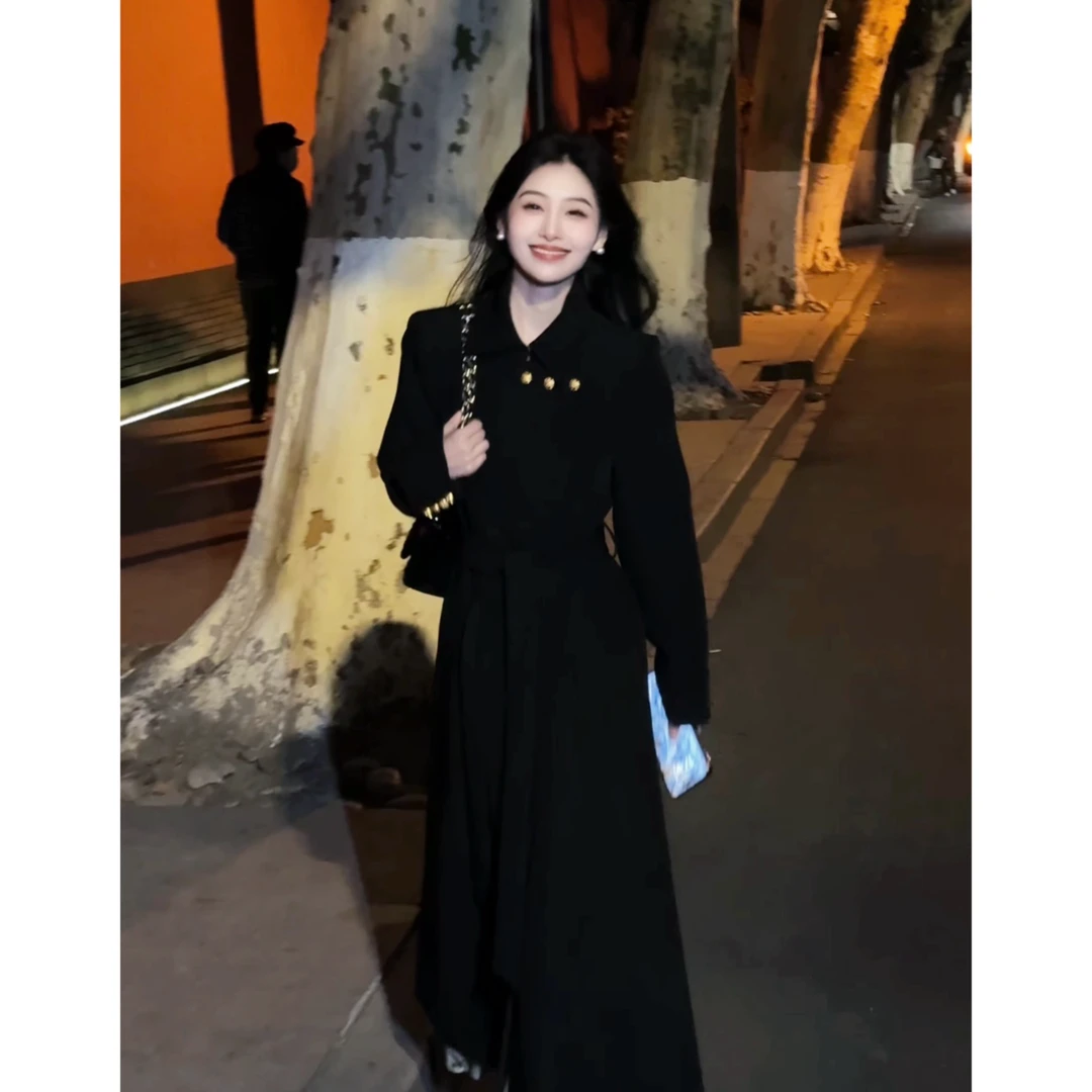 【南萱】【切尔西】春季轻奢气质时尚赫本风收腰长款风衣3QWXJ2059