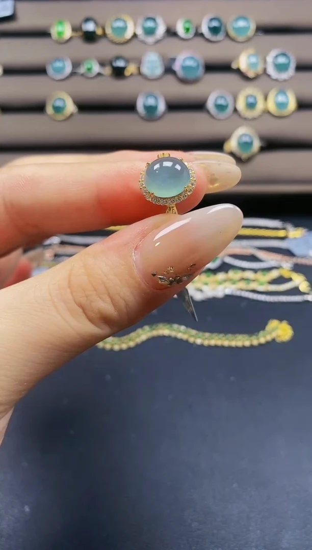 翡翠戒指银S925镶嵌1212