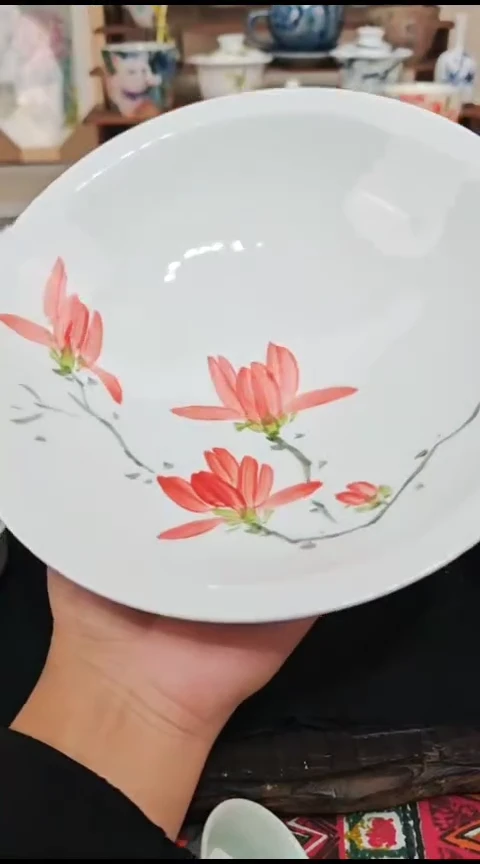 瓷片陶瓷高端国画手工釉下陶瓷浮力价