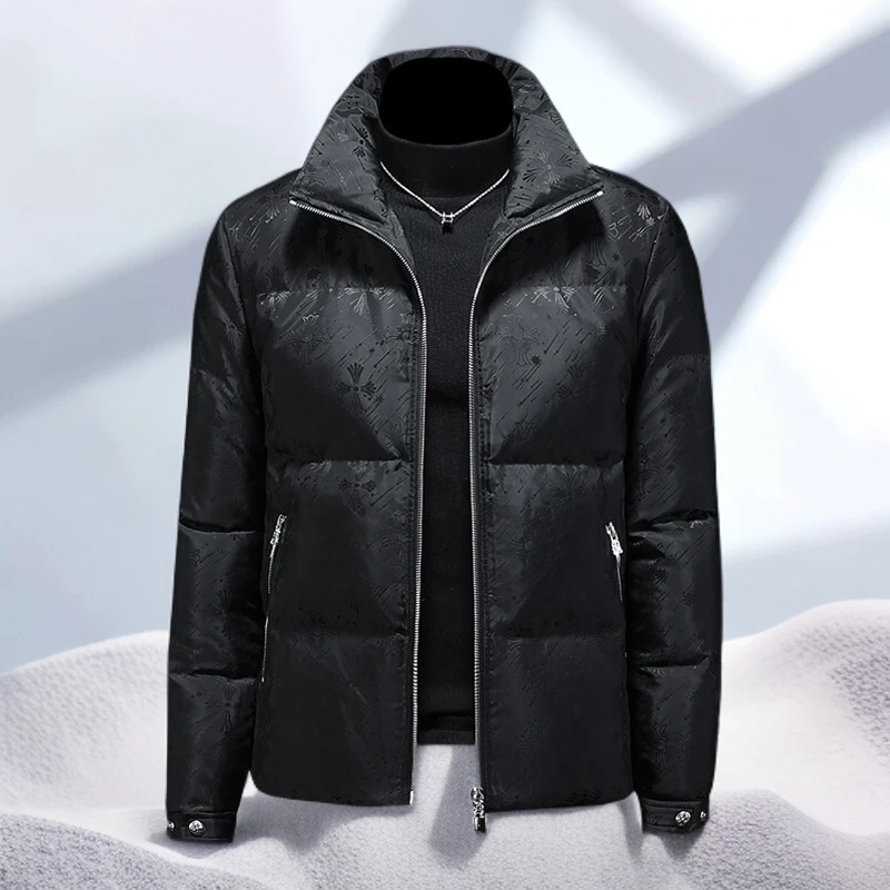 宾斯洛特男士时尚潮牌休闲白鸭绒羽绒服男加厚外套冬季短款羽绒衣