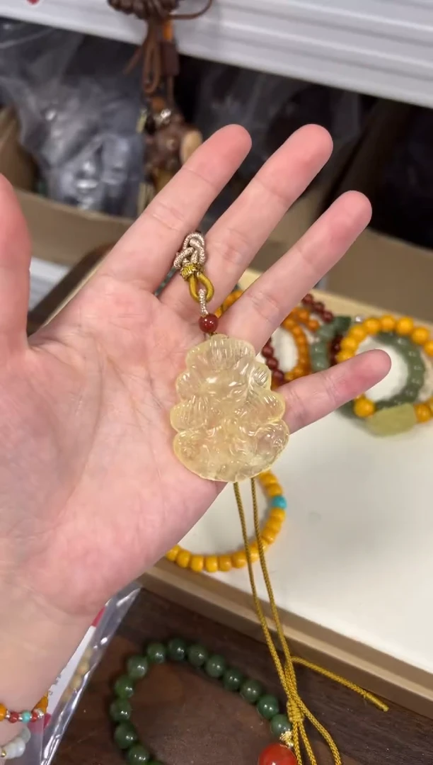 水晶手链未镶嵌孤品黄水晶九尾狐吊坠[1410]