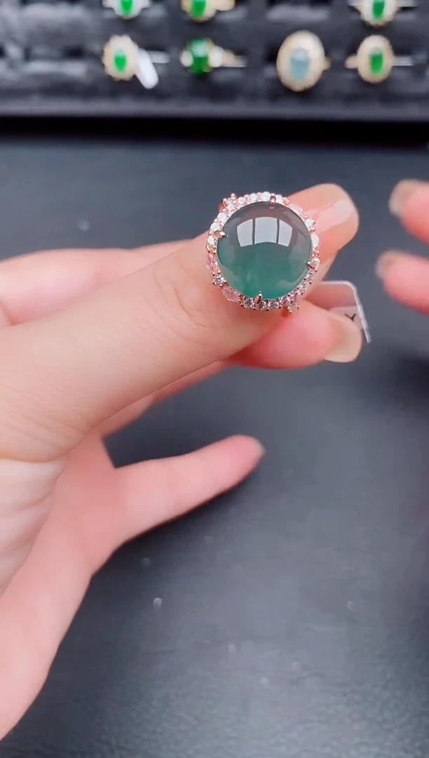 翡翠戒指银S925镶嵌天然a货翡翠111