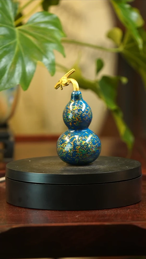 蓝金色葫芦大漆工艺