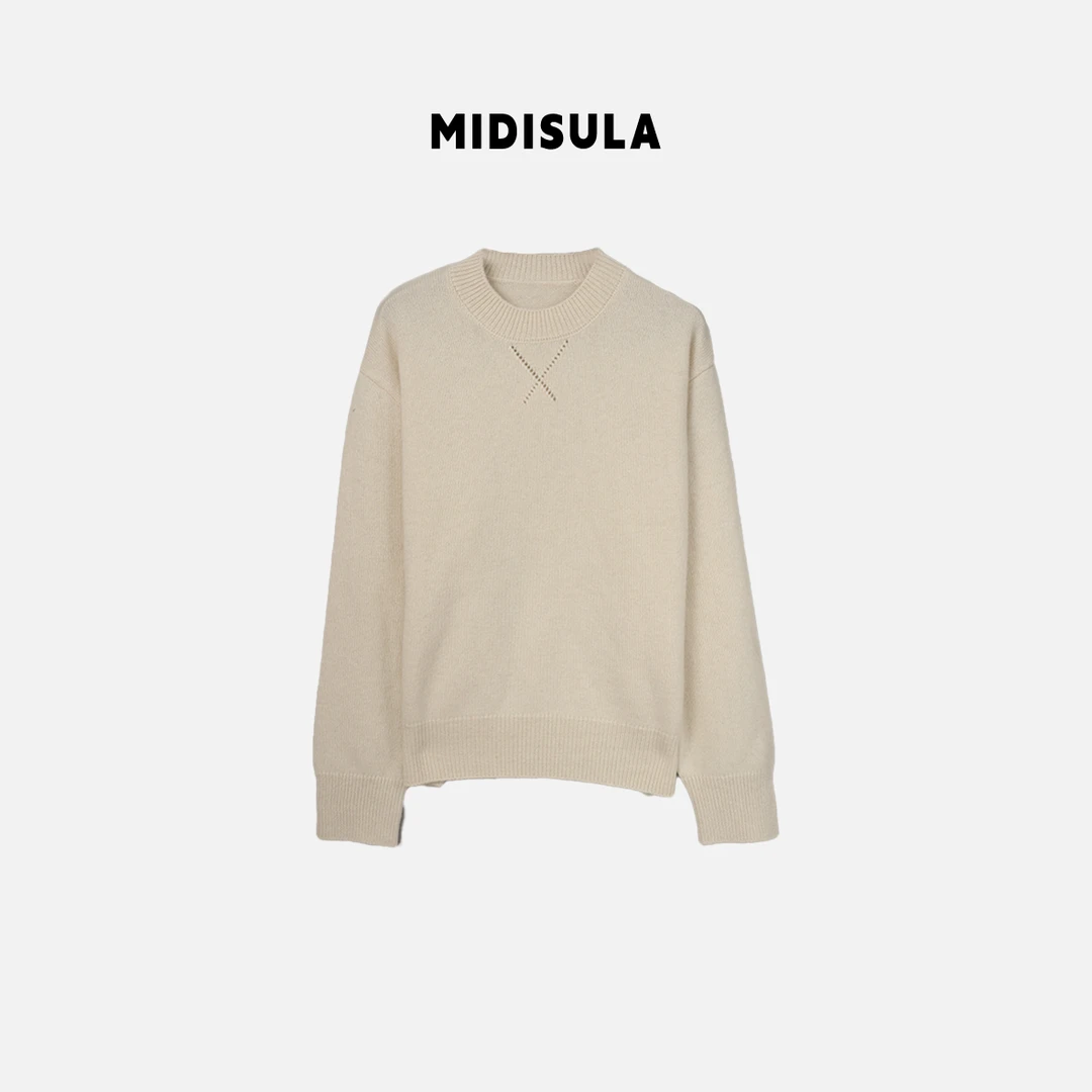 【H.MDSL】高端纯色冬季宽松舒适保暖圆领x纹休闲羊毛衫#2244