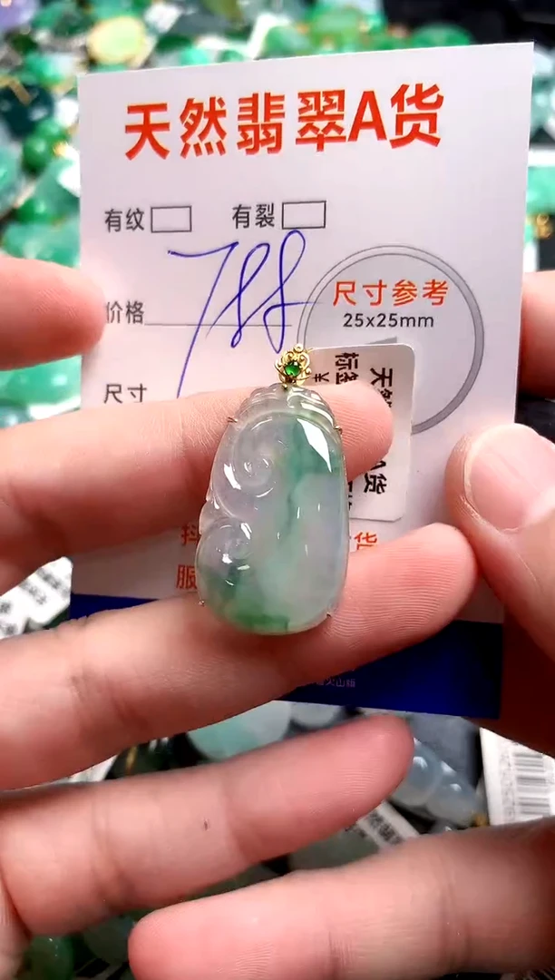 翡翠18K金镶嵌颈饰0884810268