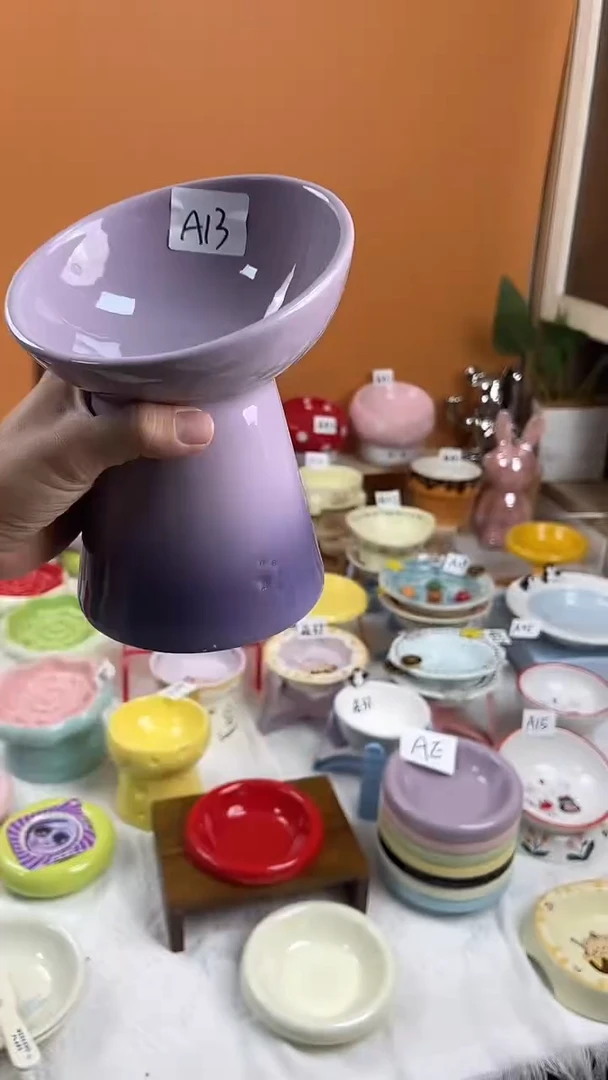 陶瓷13紫色酷彩高脚碗  微瑕