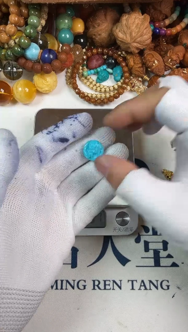未镶嵌绿松石雕刻松石配饰珠