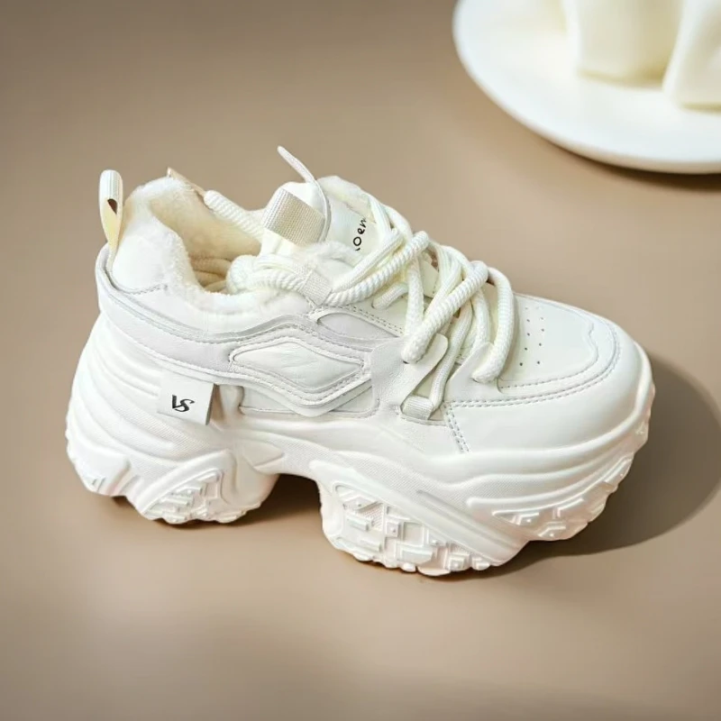 8公分增高厚底老爹鞋休闲风系带卡通风百搭运动鞋白鞋女士潮流2