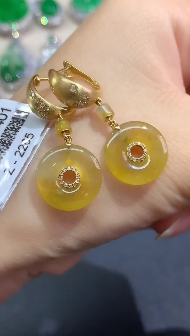 18K金镶嵌翡翠耳饰耳饰|9800