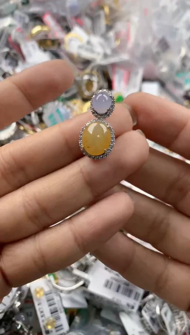 银S925镶嵌戒指翡翠666---6