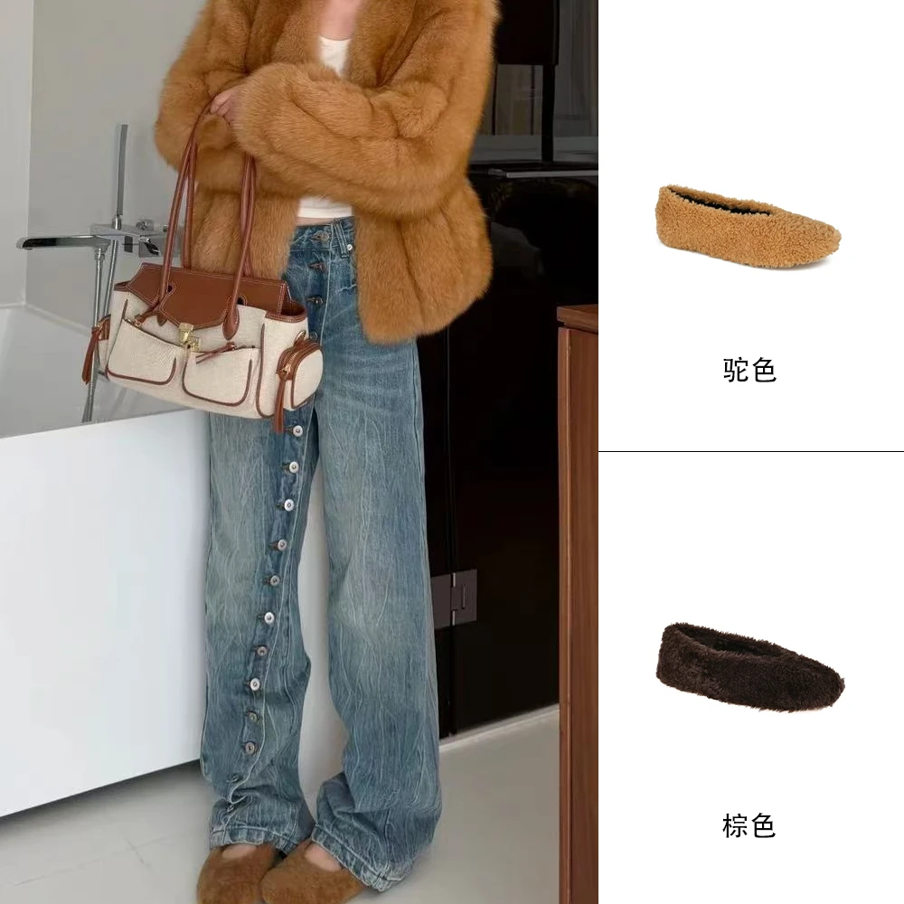 MANIKAGUAN25秋冬新款柔软奶奶鞋休闲百搭舒适毛毛鞋女MG2566103