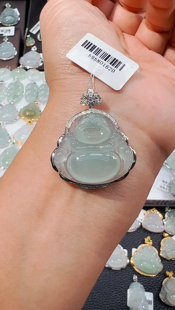 吊坠(不含链)18K金镶嵌翡翠佛公吊坠