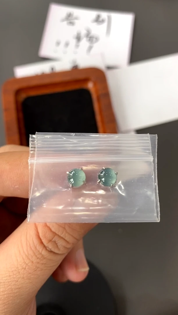 【闪购商品】翡翠耳饰银S925镶嵌买断价