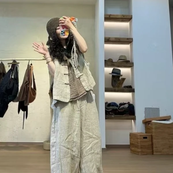 衣牧了然双雨露色织对襟盘扣手工马夹241138气质设计感休闲