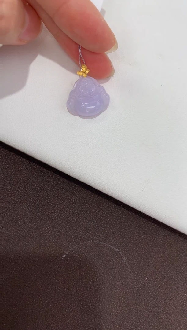 翡翠18K金镶嵌颈饰天然缅甸a货翡翠