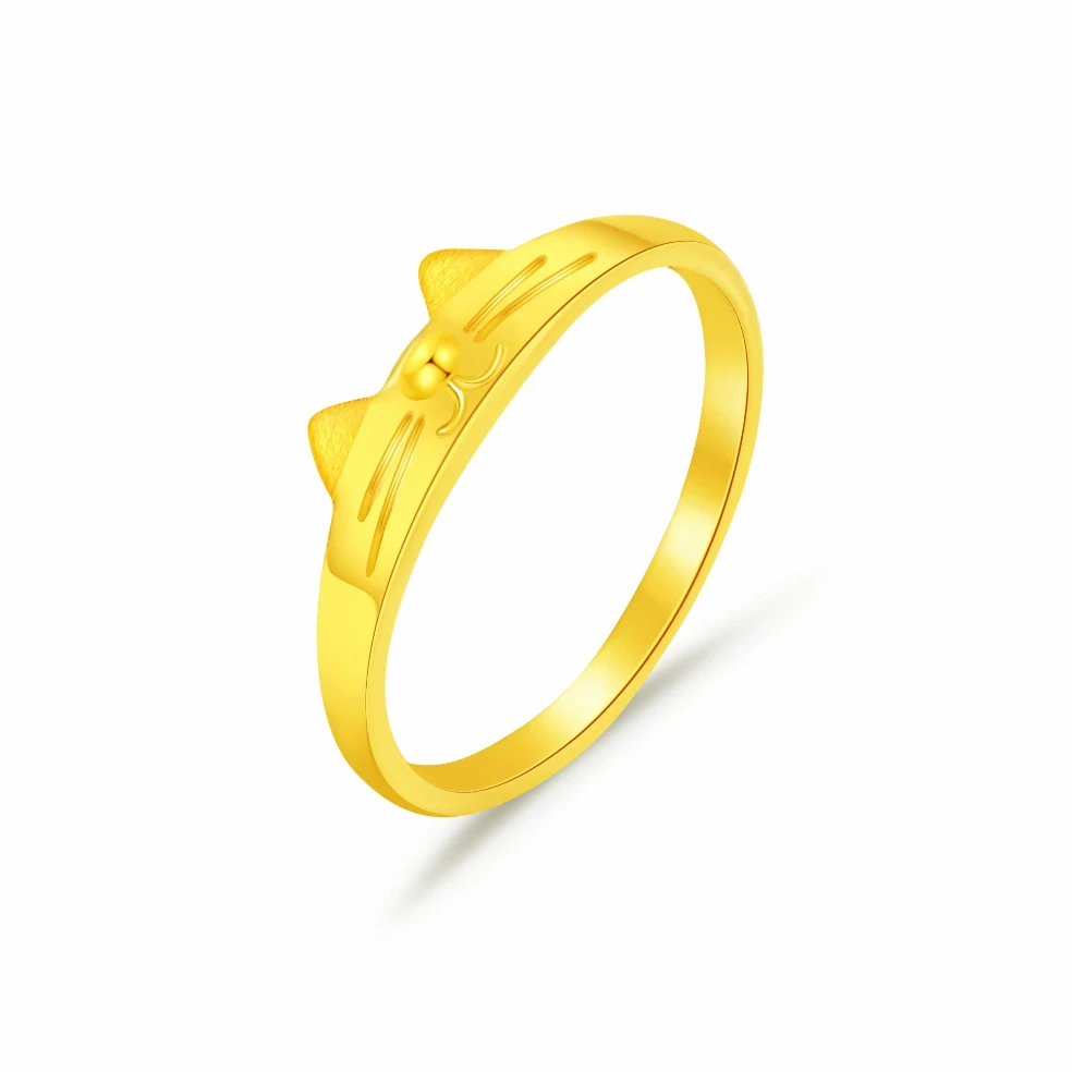 足金999猫耳招财猫戒指时尚洋气可爱