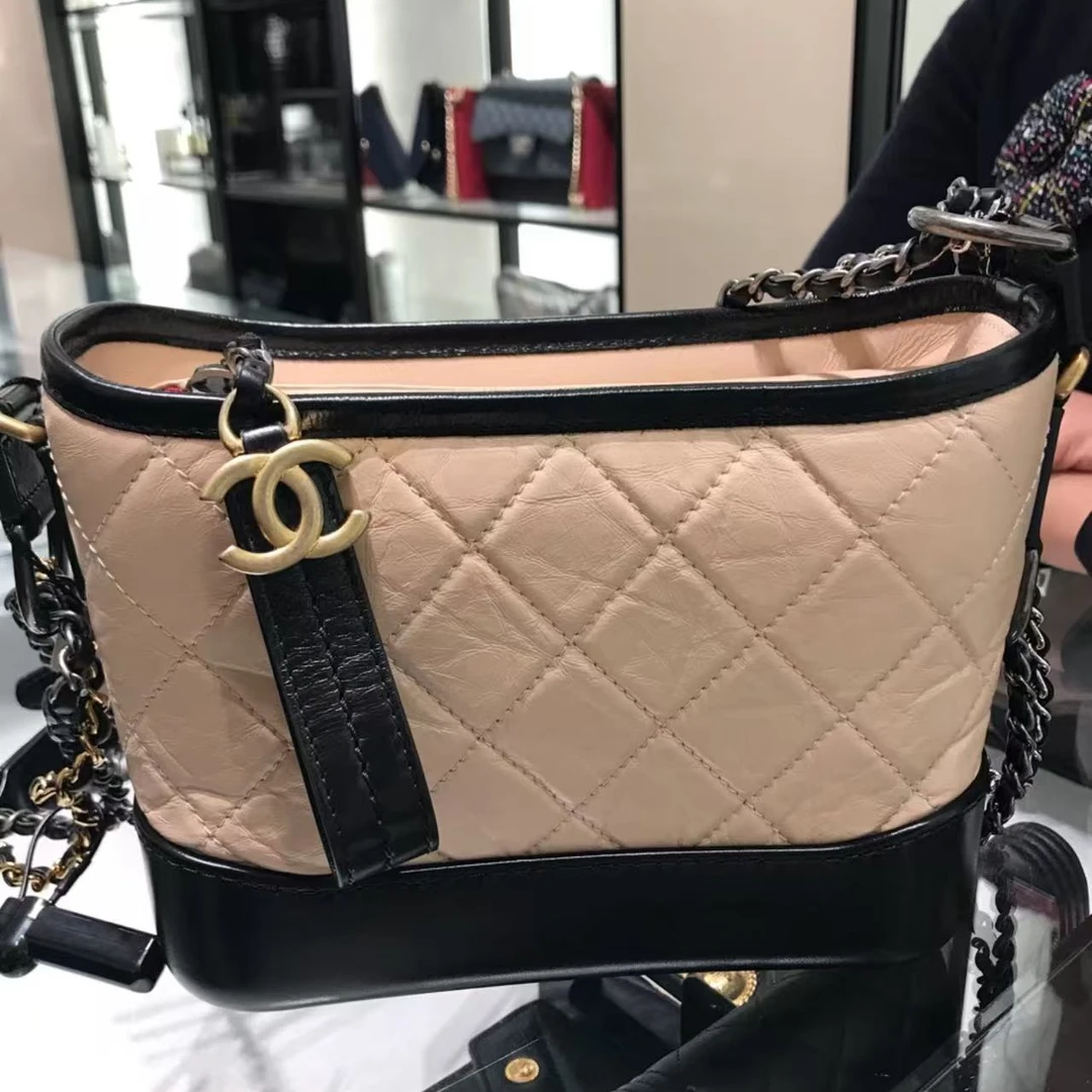 99新 Chanel/香奈儿 5415|香奈儿米黑中号牛流浪斜挎包单肩包