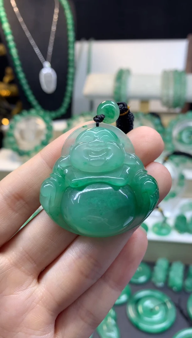 吊坠(不含链)未镶嵌石英质玉（非洲翠）大尺寸佛公