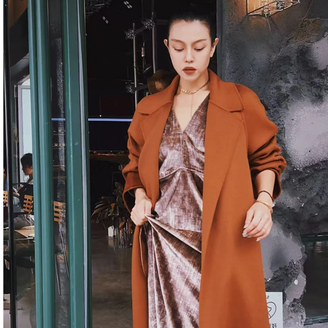 【30绒70毛】【大MI同款】羊绒大衣双面水波纹中长款不挑体型