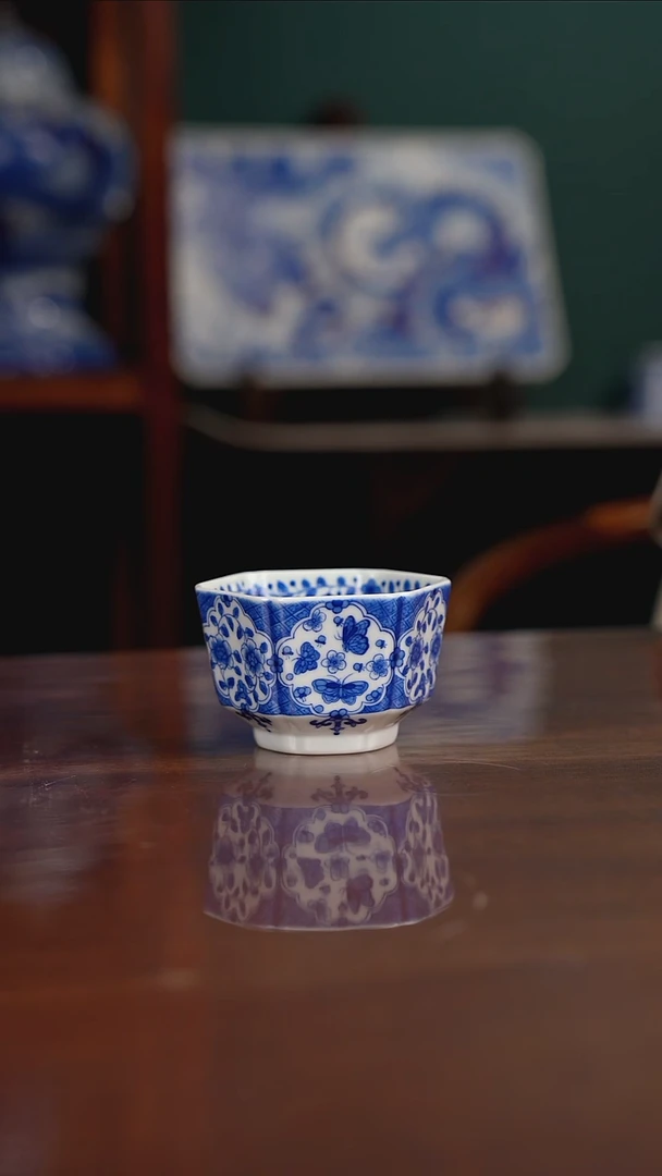 晓月柴窑 六方杯
