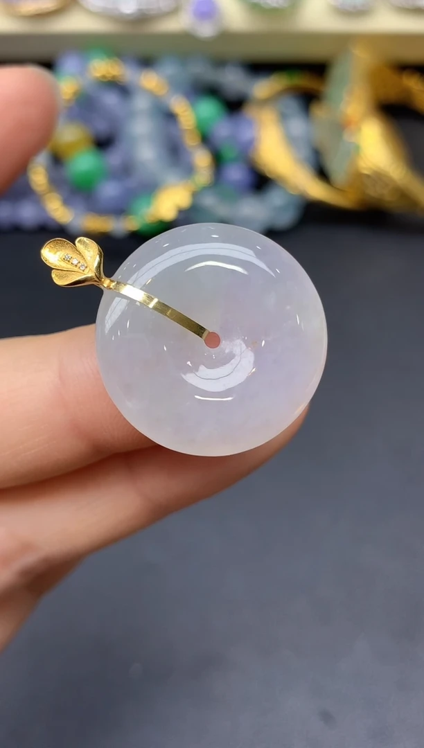 颈饰18K金镶嵌翡翠45-雪姐翡翠天天见