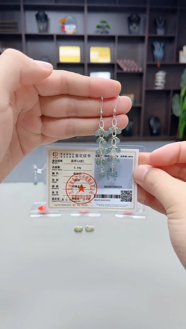 银S925镶嵌翡翠耳饰911000