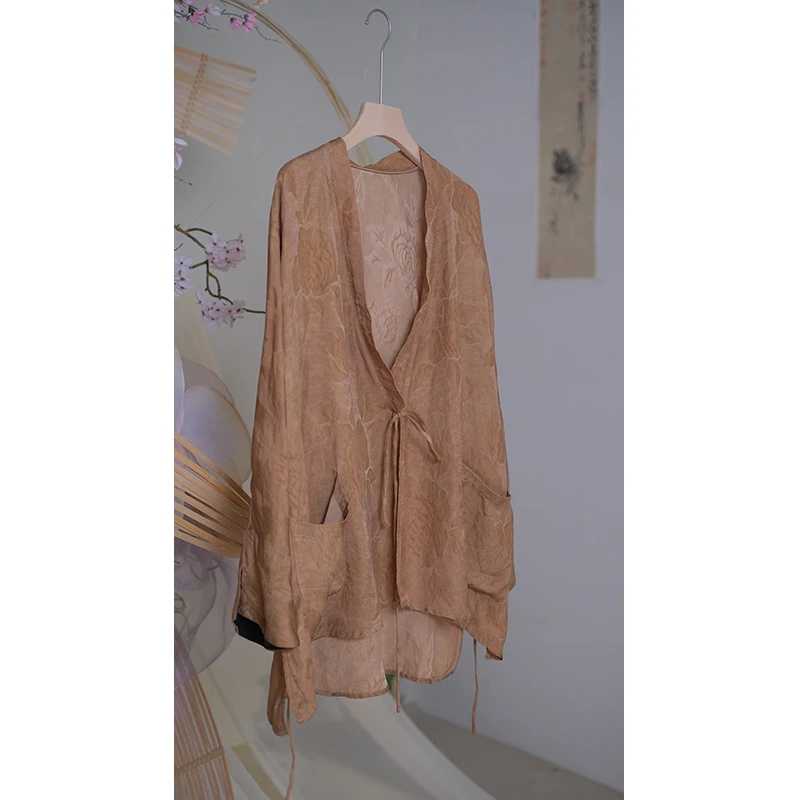 ozen【春回】设计师原创改良汉服炒色染开衫阔腿裤马甲