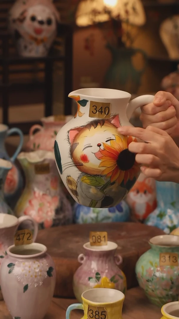 陶瓷340景德镇设计师手作花器摆件侘寂风