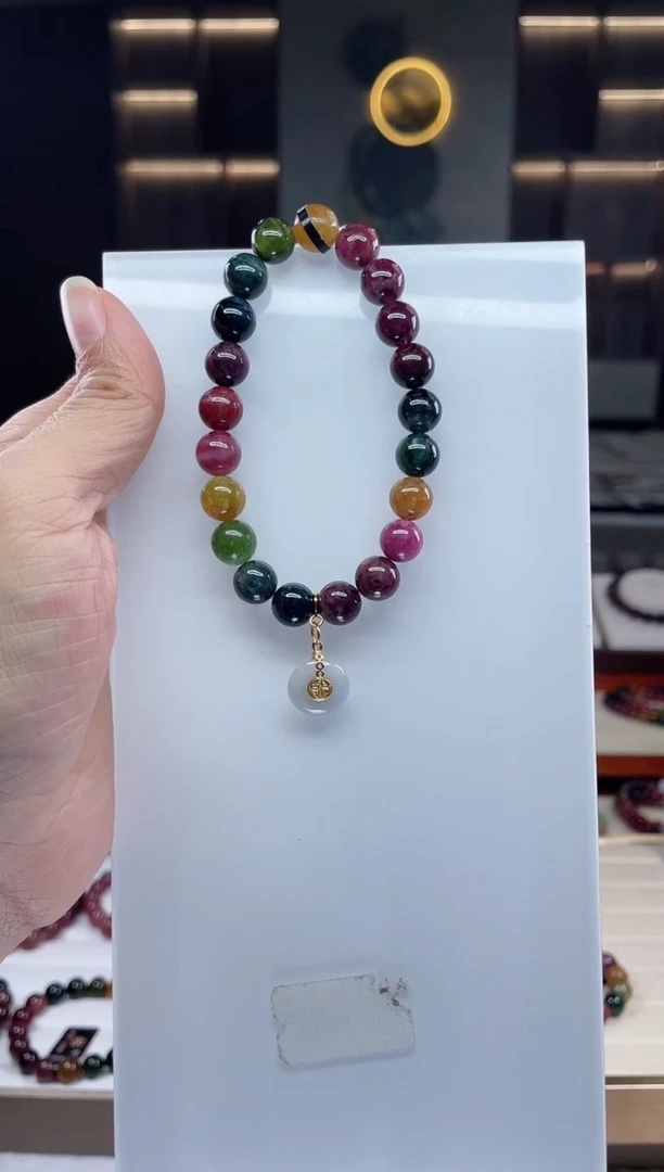 未镶嵌单圈手串碧玺（多样性发一条）Q