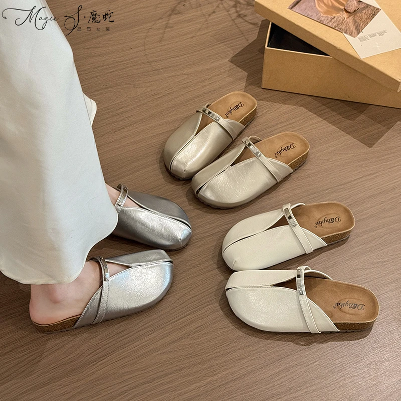 【万达撤柜】配裙子百搭半拖女鞋外穿2025新款软底气质勃肯鞋一脚蹬