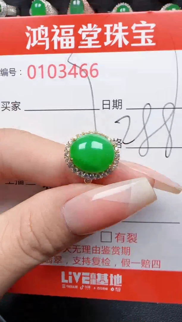 【闪购商品】翡翠戒指银S925镶嵌3466