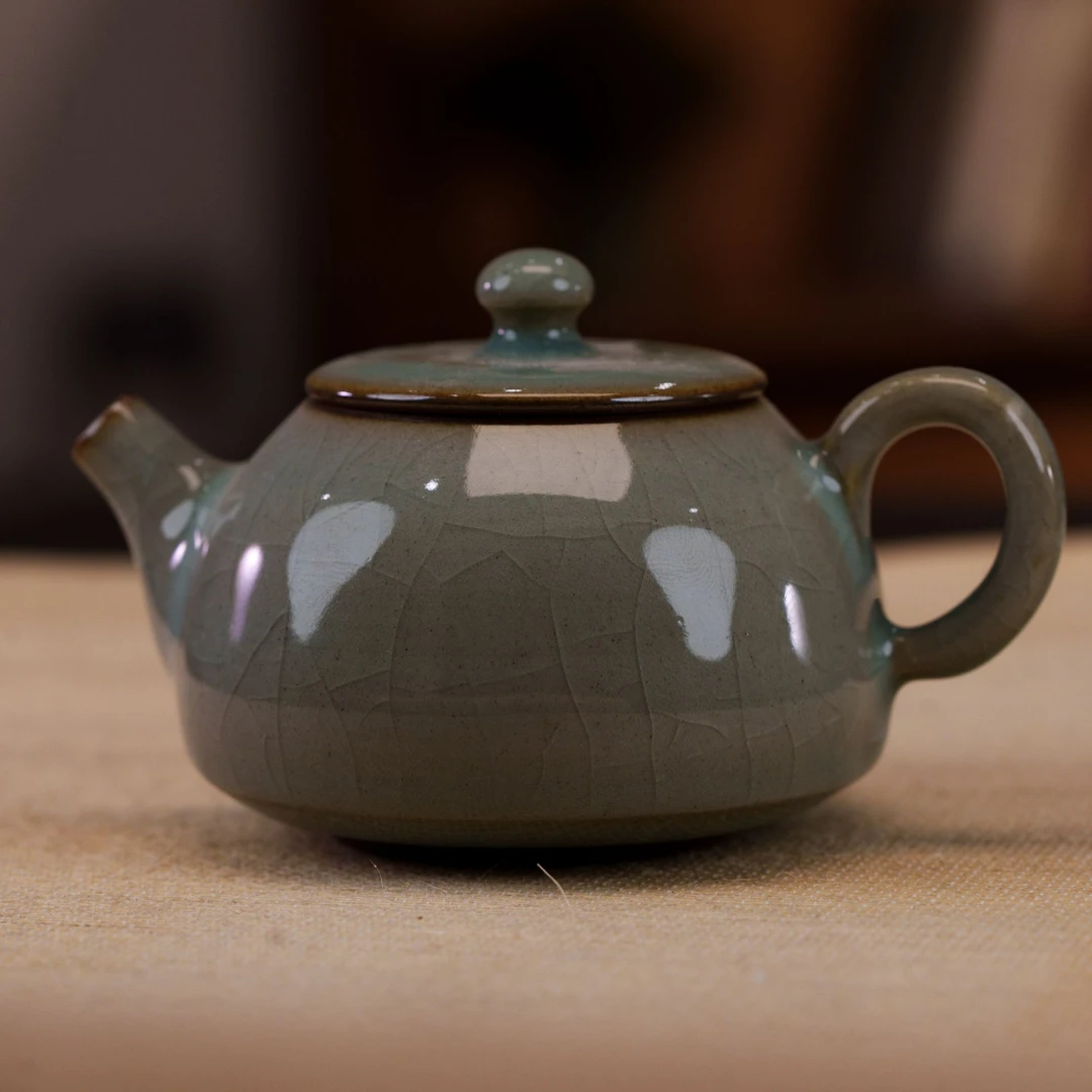 【广达窑艺·茶具/茶壶青瓷复古泡茶器家用陶瓷泡茶壶】影青正把壶